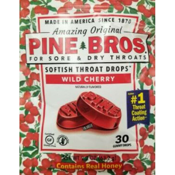 Pine Bros Sore Throat Drops, Wild Cherry, 30 Drops* (4-pack)