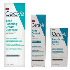 CeraVe Acne Treatment Bundle - Contains CeraVe Resurfacing Retinol Serum (1 fl oz), CeraVe Acne Foaming Cream Cleanser (5 fl oz), and CeraVe Acne Control Gel (1.35 fl oz) - With 3 Essential Ceramides