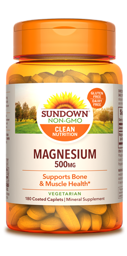 Sundown Magnesium Caplets, 500mg, 180 Count
