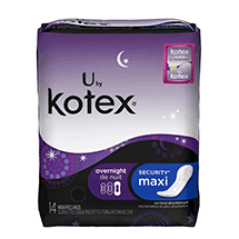 U by Kotex Maxi Pads, Overnight, Unscented 14 CT