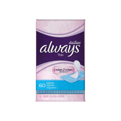 Always Thin Dailies Liners, Unscented, Regular 60 CT