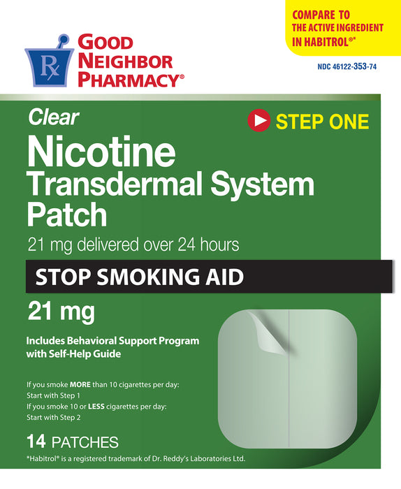 GNP Clear Nicotine Transdermal System Patch 21mg, 14 Patches
