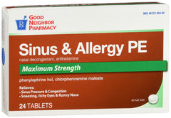 GNP Sinus & Allergy PE Maximum Strength, 24 Tablets