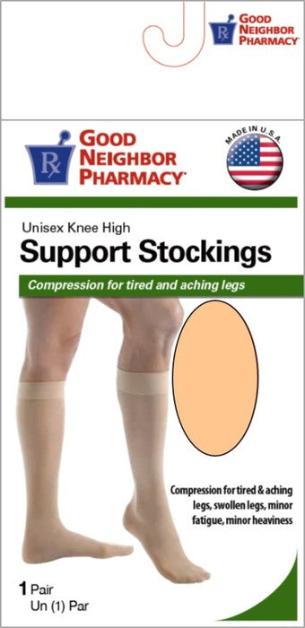 GNP Unisex Knee High Support Stockings 20-30MM Large Beige, 1 Pair