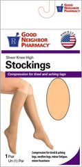 GNP Women's Sheer Knee High Stockings Large Beige, 1 Pair