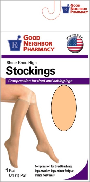 GNP Women's Sheer Knee High Stockings 8-15MM Large Beige, 1 Pair