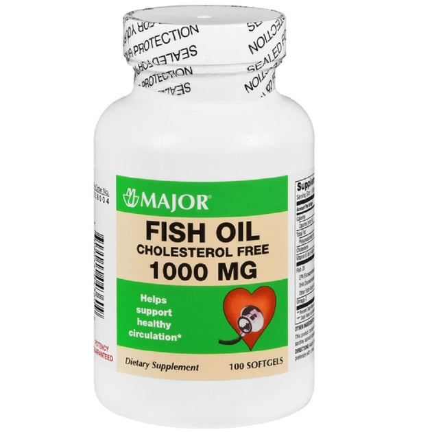 Major Fish Oil Cholesterol Free 1000 MG 100 Softgels Dietary Supplem