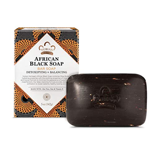 Nubian Heritage African Black Soap Bar, Detoxifying & Balancing, 5 oz