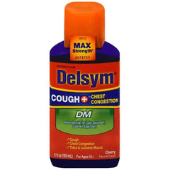 Delsym Max Strength Cough Plus Chest Congestion DM Liquid, Cherry Flavor, 6 fl oz.