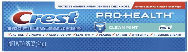 Crest Pro-Health Toothpaste, Clean Mint, Travel Size, 0.85 oz - Pack of 12