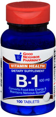 Good Neighbor Pharmacy Vitamin B-1 100mg Tablets, 100 count