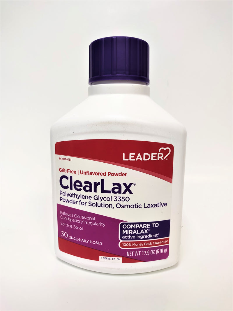 Leader ClearLax Polyethylene Glycol Powder - Laxative, 17.9 oz - 30 doses