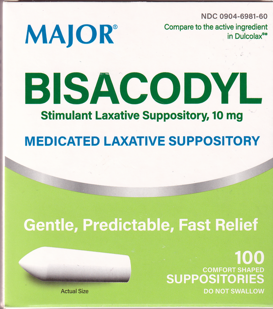Lax Bisacodyl Suppository 10mg – 100/bx