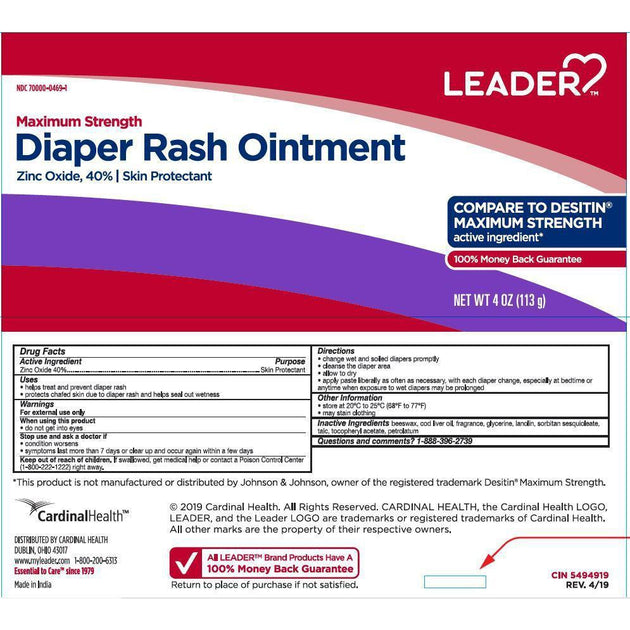 Leader Diaper Rash Ointment 40 Zinc Oxide, 4 oz Silver Rod Pharmacy
