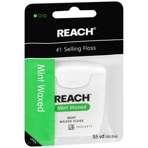REACH Unflavored Waxed Dental Floss - Effective Plaque Removal 55 yds