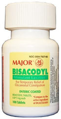 Major Bisacodyl Tabs 5mg- 100 Count Stimulant Laxative, enteric coated Tablets*