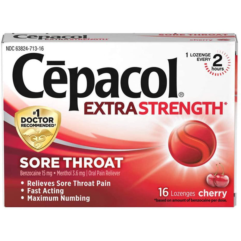 Cepacol Extra Strength Sore Throat & Cough Drop Lozenges, Cherry, 16 Lozneges