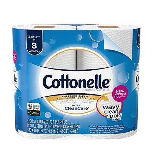 Cottonelle Superior Clean Toilet Paper, 4 Double Rolls, 1 Pack