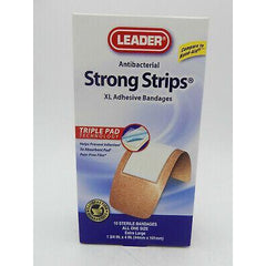 Leader Antibacterial Strong Strips Adhesive Bandages, 1 3/4