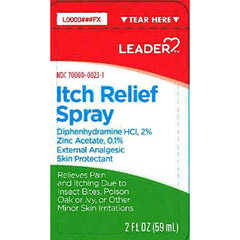 Leader Itch Relief Spray, Diphenhydramine HCl 2% and Zinc Acetate 0.1%, 2 Fl Oz
