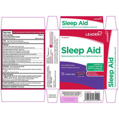 Leader Sleep Aid, Diphenhydramine HCl 25mg, 12 Liquid Gels
