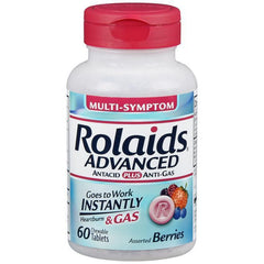 Rolaids Advanced Antacid Plus Anti Gas Tablets Mixed Berry - 60 Count