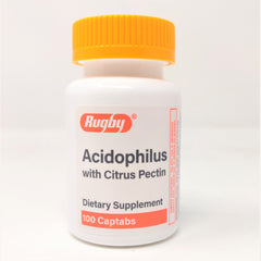 Rugby Acidophilus with Citrus Pectin Dietary Supplement, 100 Captabs, Gluten Free*