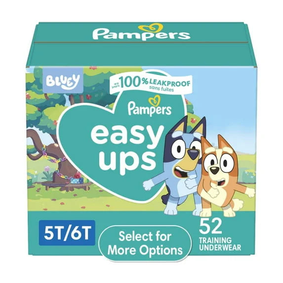 Pampers Easy Ups Bluey Potty Training Pants Boys Size 5T-6T, 52 Count