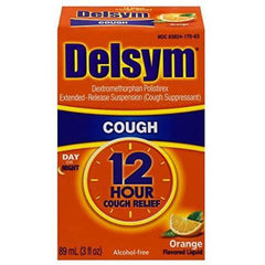 Delsym Adult Cough Suppressant Orange Flavored Liquid, 3 fl oz (2-Pack)