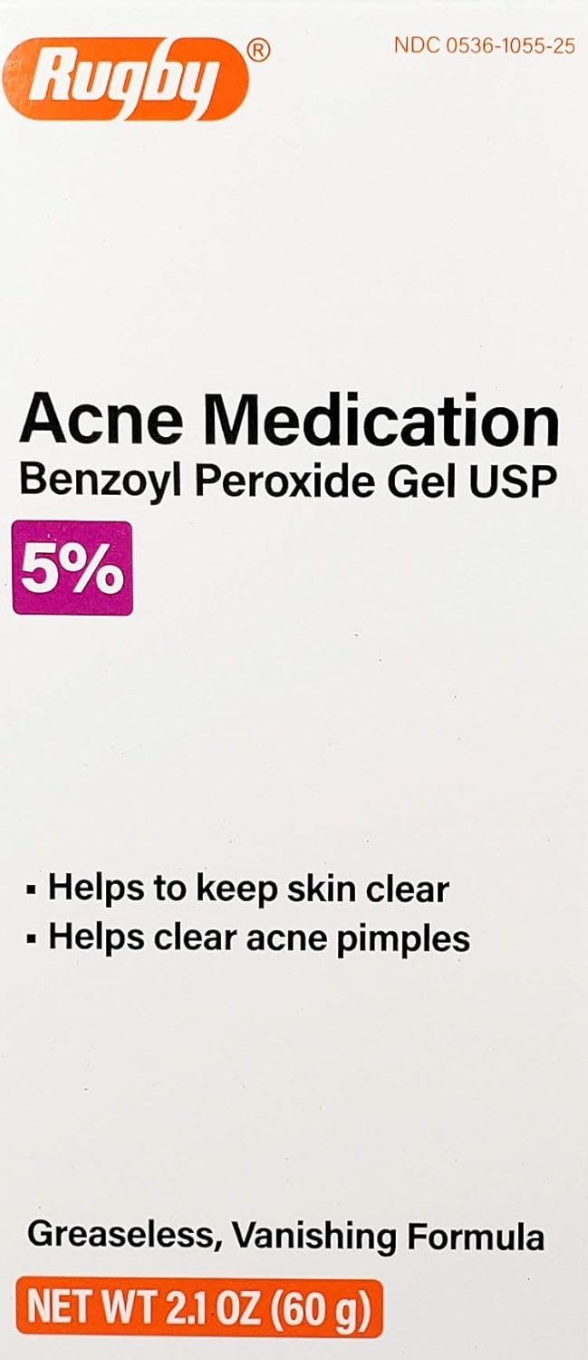 Rugby Acne Medication, 5% Benzoyl Peroxide Gel 2.1 oz