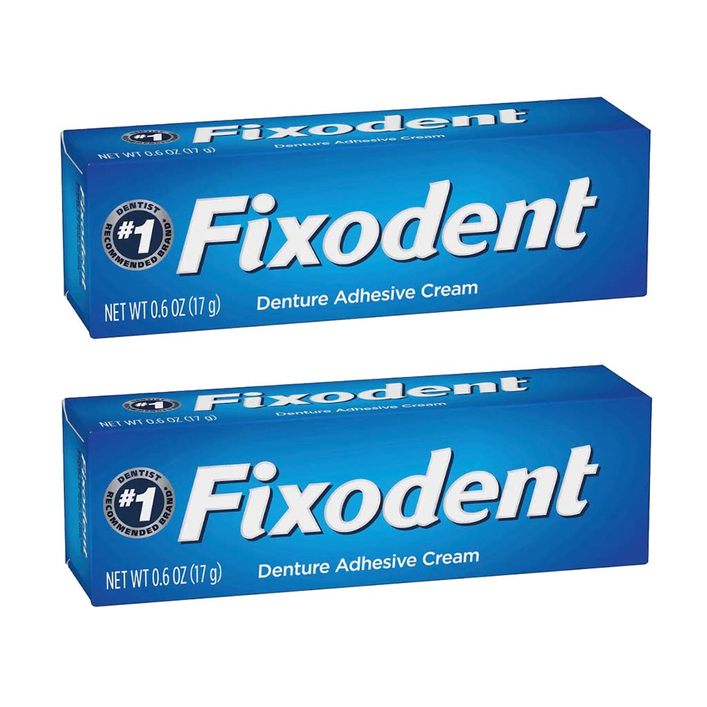 Fixodent Secure Denture Adhesive Cream, 0.6 oz, Pack of 2
