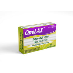 Akron OneLAX Bisacodyl 10mg, 12 Suppositories