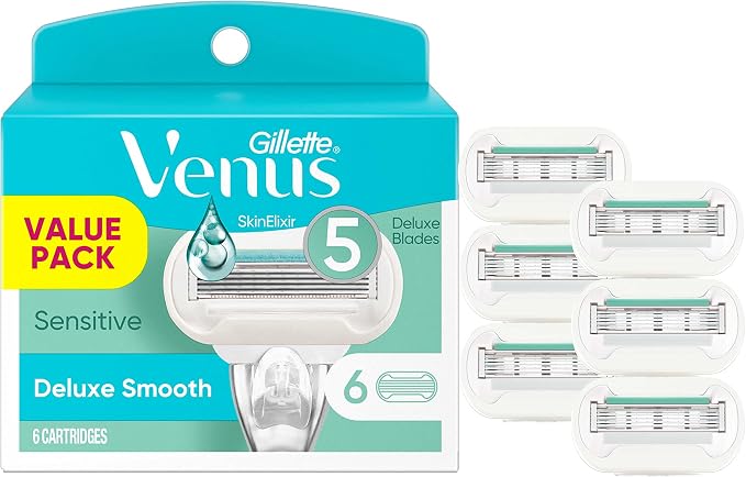 Gillette Venus Deluxe Smooth Sensitive 5 Blade Cartridges (Pack of 1)