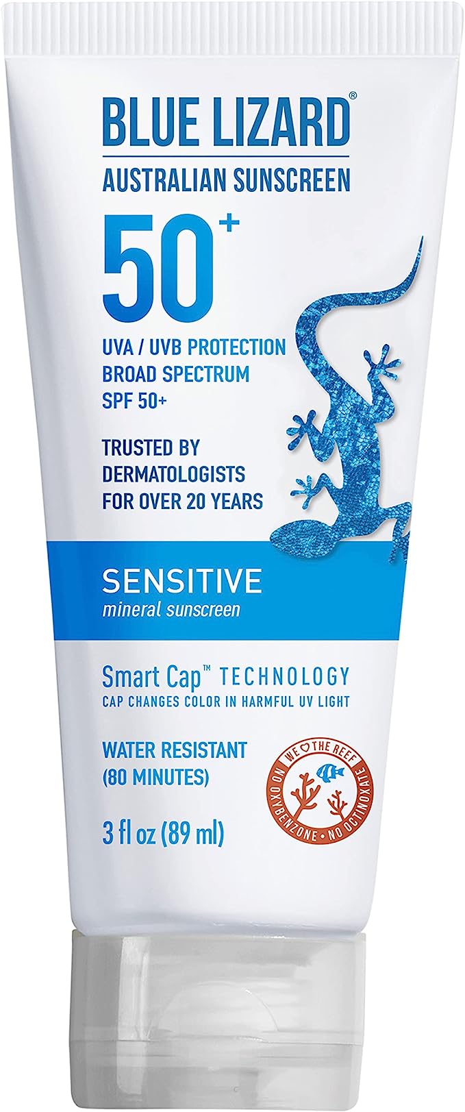 Blue Lizard Sensitive Mineral Sunscreen with Zinc Oxide, SPF 50+, 3 Ounce