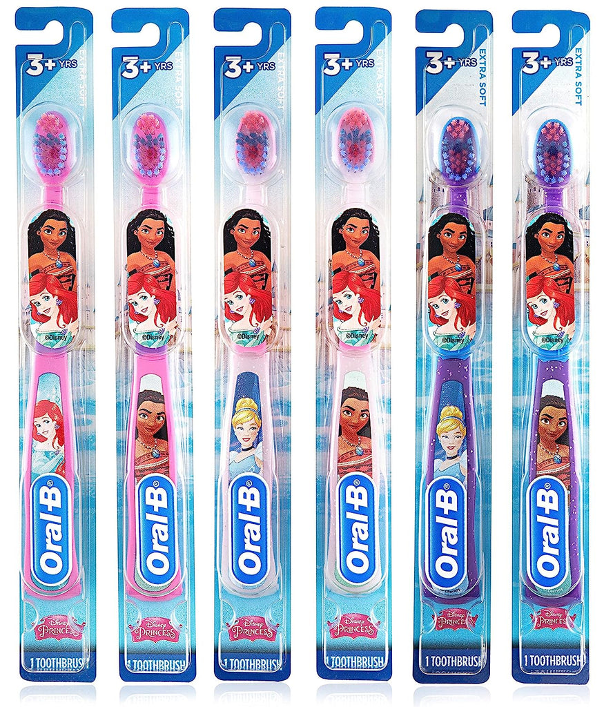 Oral-B New Princess Toothbrush for Little Girls, Extra Soft, Characters Vary - Pack of 6