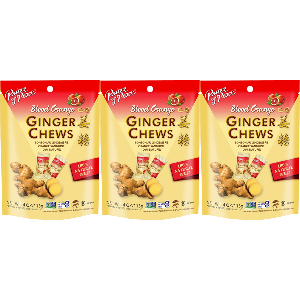Prince of Peace Ginger Candy (Chews) With Blood Orange, 4oz (Pack of 3)
