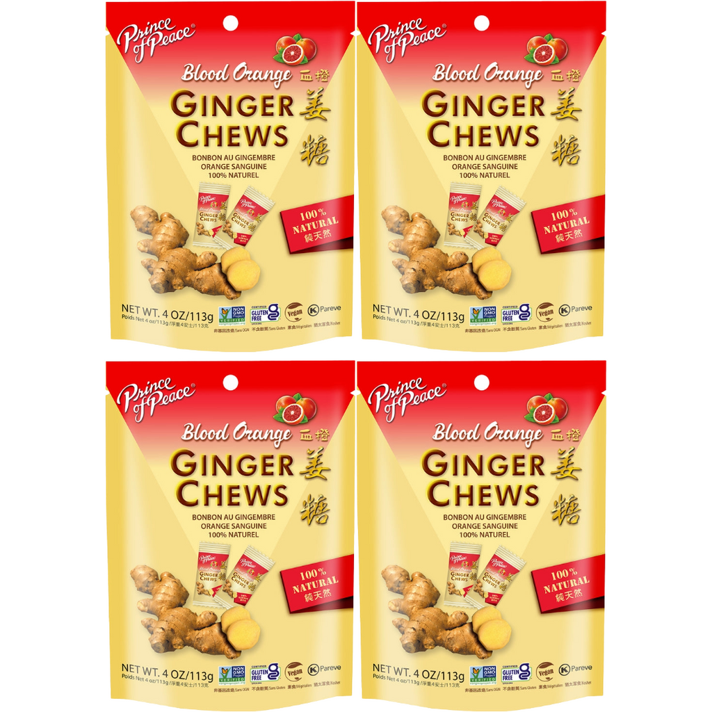 Prince of Peace Ginger Candy (Chews) With Blood Orange, 4oz (Pack of 4)