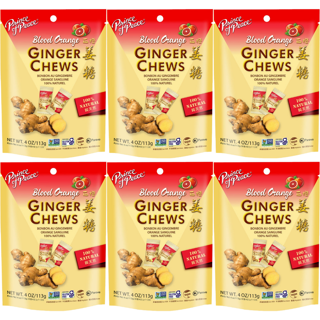 Prince of Peace Ginger Candy (Chews) With Blood Orange, 4oz (Pack of 6)