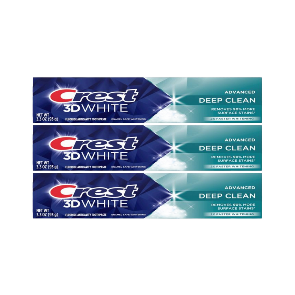 Crest 3D White Advanced Deep Clean Toothpaste 3.3 Oz (Pack of 3)