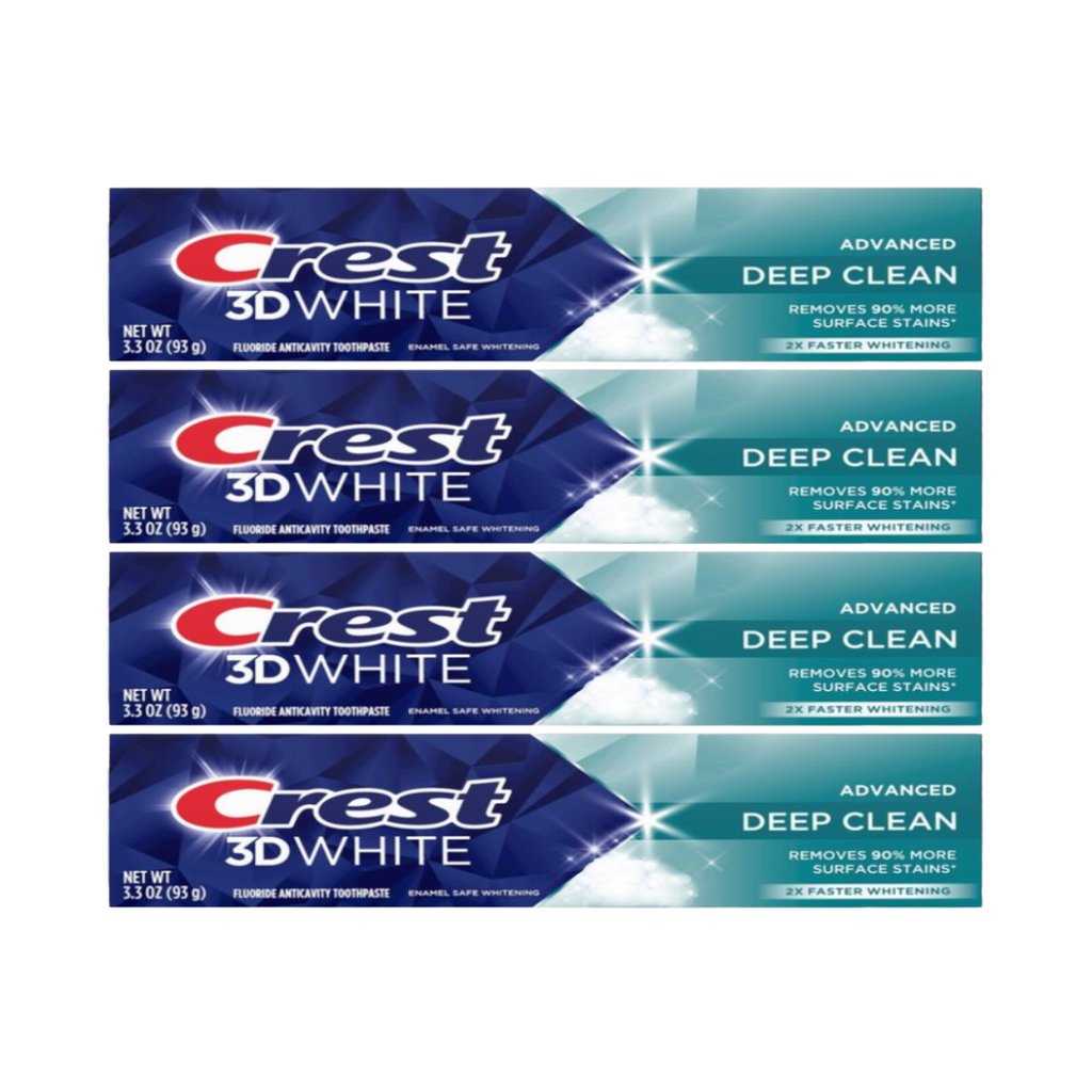 Crest 3D White Advanced Deep Clean Toothpaste 3.3 Oz (Pack of 4)