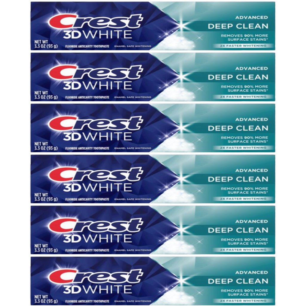 Crest 3D White Advanced Deep Clean Toothpaste 3.3 Oz (Pack of 6)