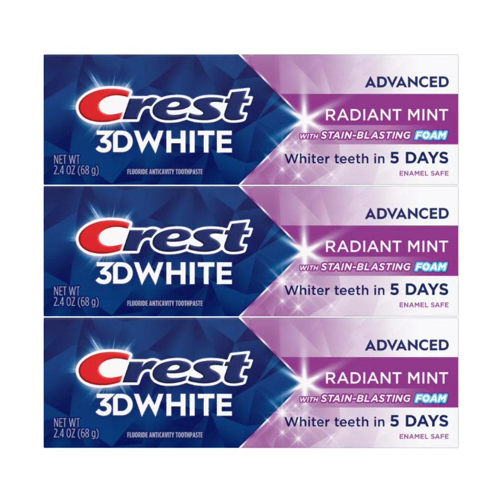Crest 3D White Advanced Radiant Mint Toothpaste 2.4 Oz (Pack of 3)