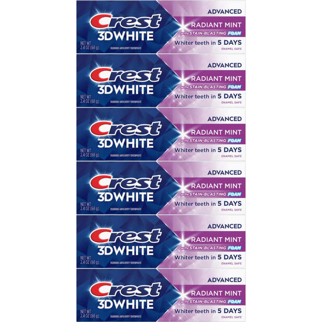 Crest 3D White Advanced Radiant Mint Toothpaste 2.4 Oz (Pack of 6)