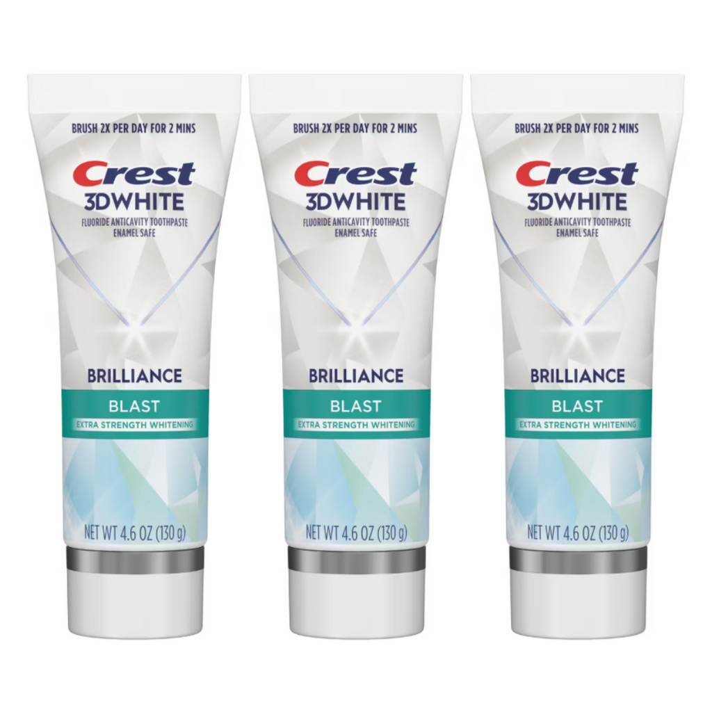 Crest 3D White Brilliance Blast Toothpaste 4.6 Oz (Pack of 3)