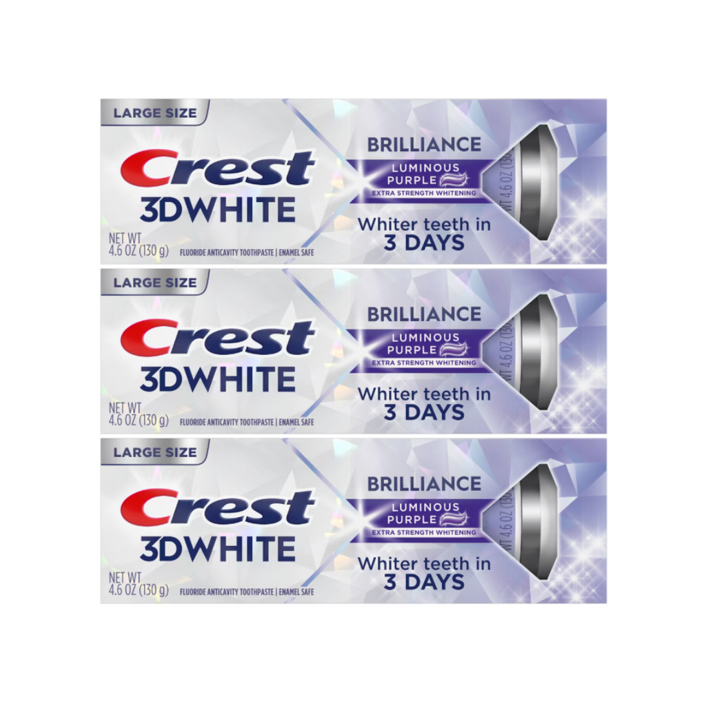 Crest 3D White Brilliance Luminous Purple Toothpaste 4.6 Oz (Pack of 3)