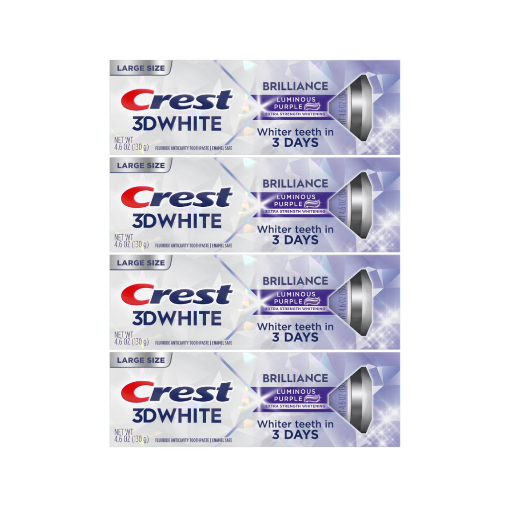 Crest 3D White Brilliance Luminous Purple Toothpaste 4.6 Oz (Pack of 4)
