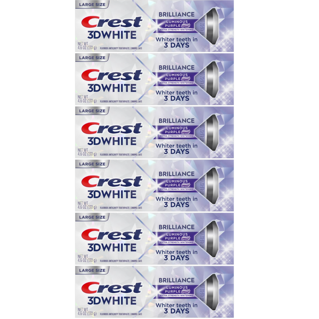 Crest 3D White Brilliance Luminous Purple Toothpaste 4.6 Oz (Pack of 6)