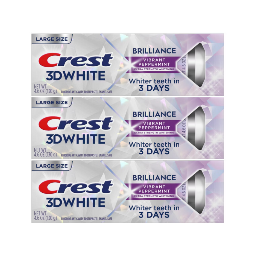 Crest 3D White Brilliance Vibrant Peppermint Toothpaste 4.6 Oz (Pack of 3)
