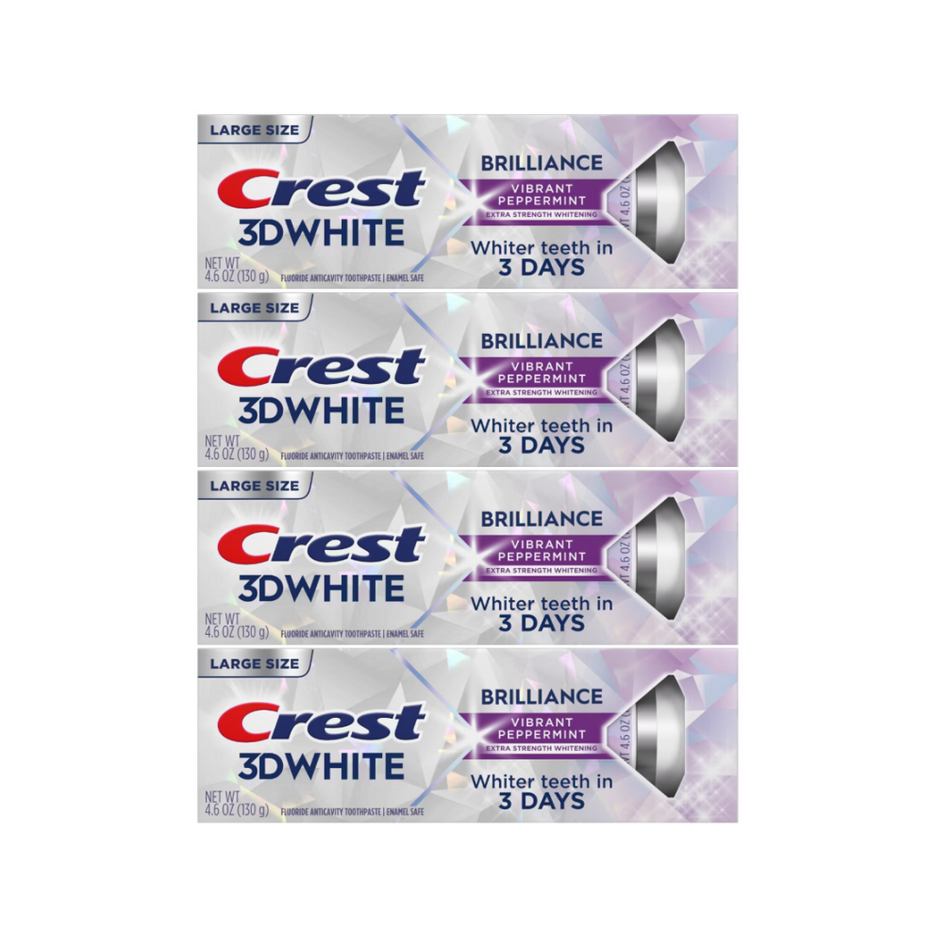 Crest 3D White Brilliance Vibrant Peppermint Toothpaste 4.6 Oz (Pack of 4)
