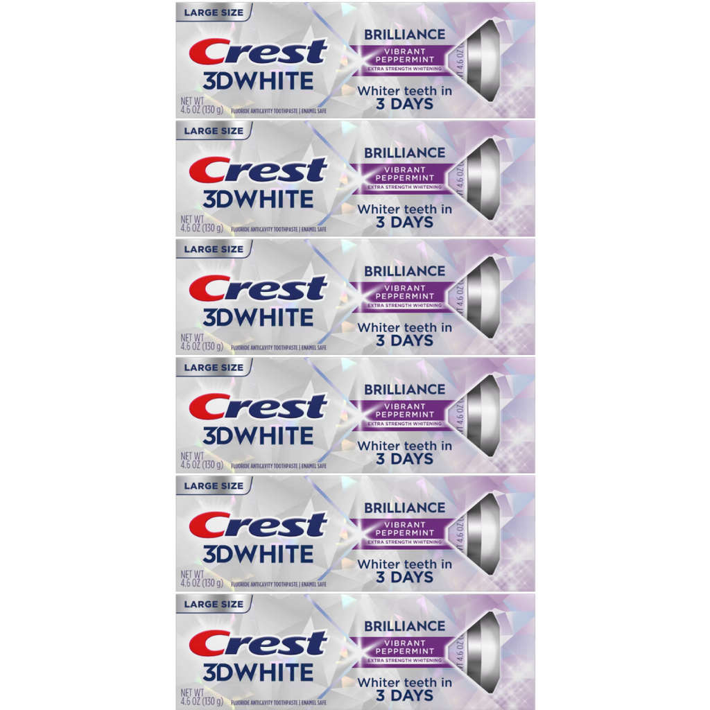 Crest 3D White Brilliance Vibrant Peppermint Toothpaste 4.6 Oz (Pack of 6)
